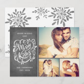 Hand getrokken Merry Kisses Typografie Kerstfoto Feestdagenkaart (Voorkant / Achterkant)