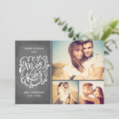 Hand getrokken Merry Kisses Typografie Kerstfoto Feestdagenkaart (Staand voorkant)