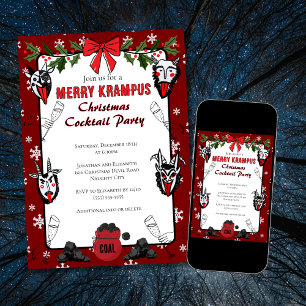 Hand getrokken Merry Krampus Christmas Cocktail Pa Kaart