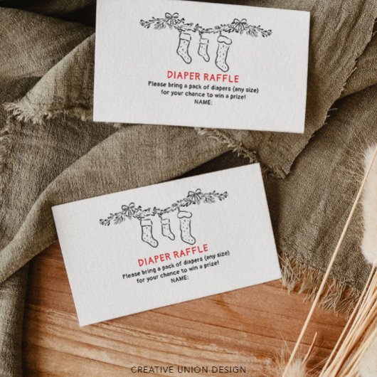Hand getrokken Merry Little Baby Luier Raffle Informatiekaartje