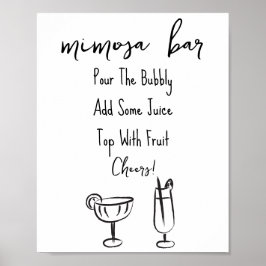 Hand getrokken Mimosa Bar Teken Poster