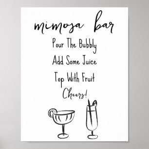 Hand getrokken Mimosa Bar Teken Poster
