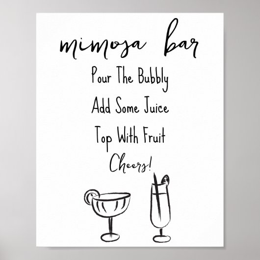 Hand getrokken Mimosa Bar Teken Poster (Voorkant)