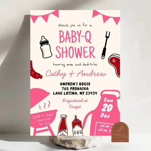 Hand getrokken minimalistische BaByQ meisje Baby s Kaart