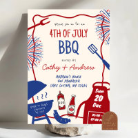Hand getrokken minimalistische BBQ 4 juli BBQ