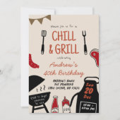 Hand getrokken minimalistische BBQ Chill en Grill  Kaart (Voorkant)