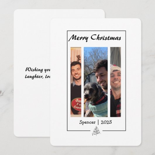 Hand getrokken minimalistische foto strip Kerstmis Feestdagenkaart (Voorkant / Achterkant)