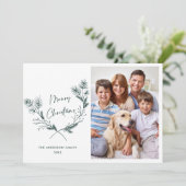 Hand getrokken minimalistische kerstkrans 4 foto feestdagenkaart (Staand voorkant)