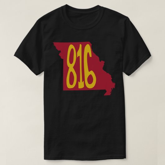 Hand getrokken Missouri State 816 Netnummer Red Go T-shirt (Design voorkant)