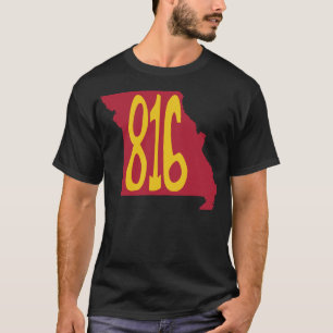 Hand getrokken Missouri State 816 Netnummer Red Go T-shirt