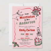 Hand getrokken Misstletoe naar Mrs Bow Vrijgezelle Kaart (Voorkant)