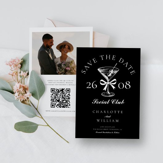 Hand getrokken moderne Martini foto Save The Date