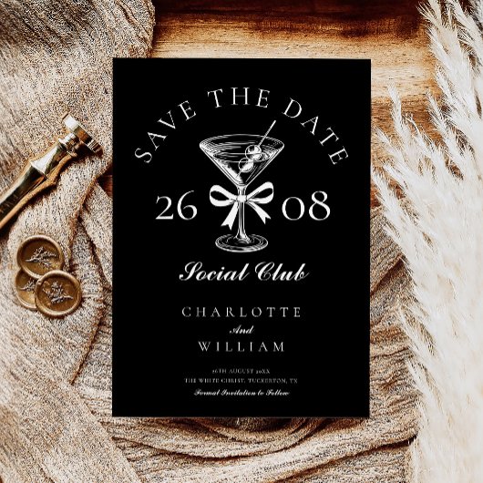 Hand getrokken moderne Martini foto Save The Date