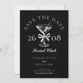 Hand getrokken moderne Martini foto Save The Date (Voorkant)