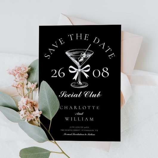 Hand getrokken moderne Martini Save The Date