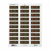 Hand getrokken  Monogram Rood Groene Streep Xmas Etiket (Full Sheet)
