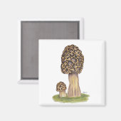 Hand getrokken Morel Mushroom Magneet (Voorkant / Achterkant)
