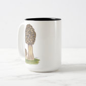 Hand getrokken Morel Mushroom Tweekleurige Koffiemok (Voorkant links)