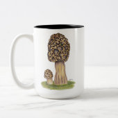 Hand getrokken Morel Mushroom Tweekleurige Koffiemok (Links)