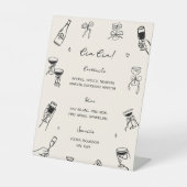 Hand getrokken munt bar reclamebord met voetstuk (Voorkant)