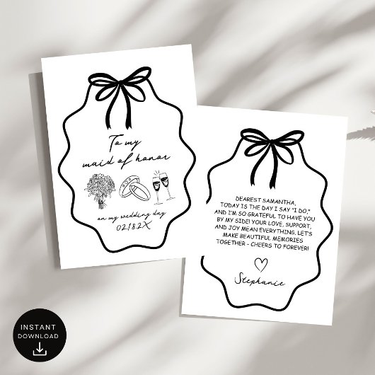 Hand getrokken naar mijn Maid of Honor op mijn tro Kaart