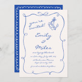 Hand getrokken nautische bruiloft Bewaar de datum Kaart (Voorkant / Achterkant)