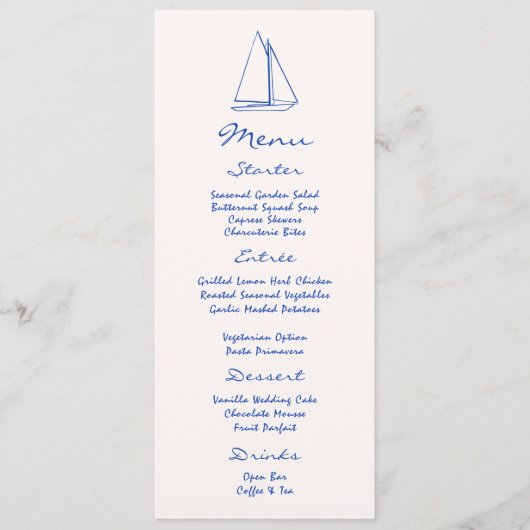 Hand getrokken nautische bruiloft menu (Voorkant)