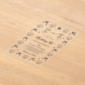 Hand getrokken nautische kust zeeschelp shell brui acryl uitnodigingen (Laagn)