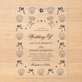 Hand getrokken nautische kust zeeschelp shell brui acryl uitnodigingen (Voorkant)