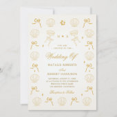 Hand getrokken nautische kust zeeschelp shell brui kaart (Voorkant)