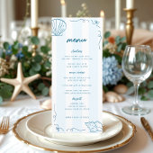 Hand getrokken nautische zeeschelp kust bruiloft m menu