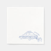 Hand getrokken Net getrouwd taxi Cocktail bruiloft Servet (Voorkant)
