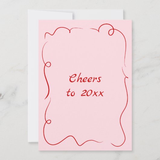 Hand getrokken New Years Eve Party Uitnodiging roz (Achterkant)