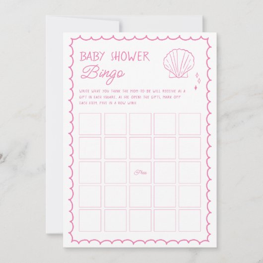 Hand getrokken Ocean Seashell Baby shower Bingo sp Kaart (Voorkant)