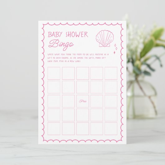 Hand getrokken Ocean Seashell Baby shower Bingo sp Kaart (Staand voorkant)