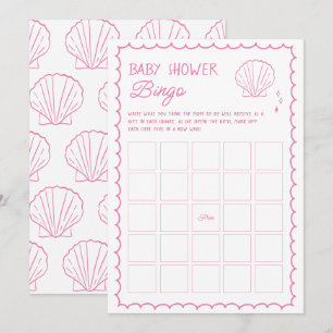 Hand getrokken Ocean Seashell Baby shower Bingo sp Kaart