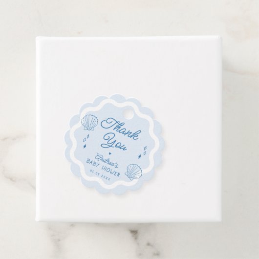 Hand getrokken Ocean Shell Baby shower Dank u Bedankjes Labels (In situ)