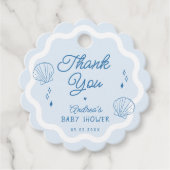 Hand getrokken Ocean Shell Baby shower Dank u Bedankjes Labels (Voorkant)