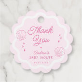 Hand getrokken Ocean Shell Baby shower Dank u Bedankjes Labels (Achterkant)