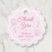 Hand getrokken Ocean Shell Baby shower Dank u Bedankjes Labels (Voorkant)