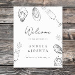 Hand getrokken Oesters Champagne Script Welkom tek Poster<br><div class="desc">Welkom uw gasten op het feest van keuze met dit bewerkbare poster teken,  met handgetekende oesters,  champagne,  handgeschreven script en bewerkbare details. Pas het gemakkelijk aan met behulp van de opties "personaliseren" en "bewerken met ontwerp", </div>