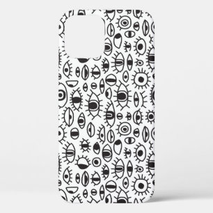 Hand-getrokken ogen: Doodle naadloze achtergrond. Case-Mate iPhone Case