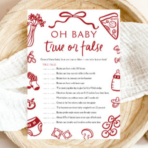 Hand getrokken Oh Baby True of False Baby shower G Kaart