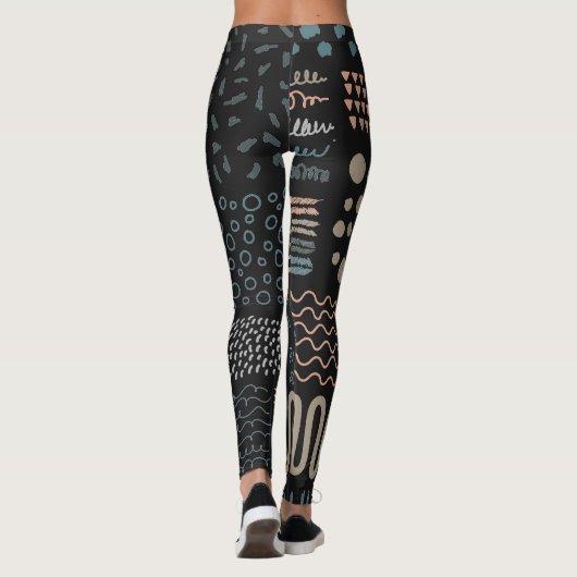 Hand getrokken Ontwerp Elementen Vormen Squiggles Leggings (Achterkant)
