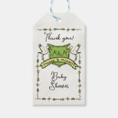 Hand getrokken ooievaar Crest Baby shower Cadeaulabel (Voorkant)