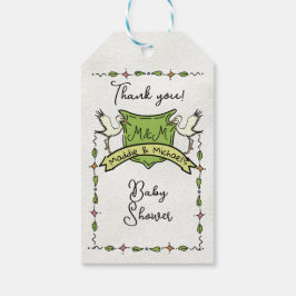 Hand getrokken ooievaar Crest Baby shower Cadeaulabel