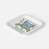 Hand getrokken ooievaar Crest Baby shower Papieren Bordje (Gebogen)