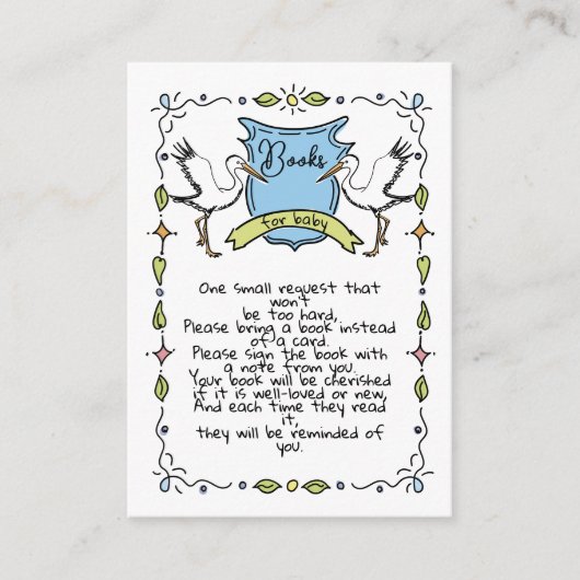 Hand getrokken Ooievaarsboeken voor Baby Informatiekaartje (Voorkant)