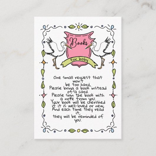 Hand getrokken Ooievaarsboeken voor Baby Informatiekaartje (Voorkant)