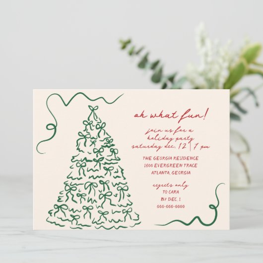 Hand getrokken op wat leuke kerstfeest uitnodiging (Staand voorkant)